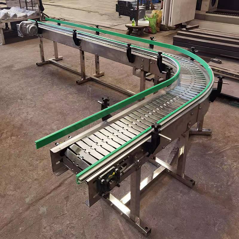 Turning stainless steel chain plate conveyor